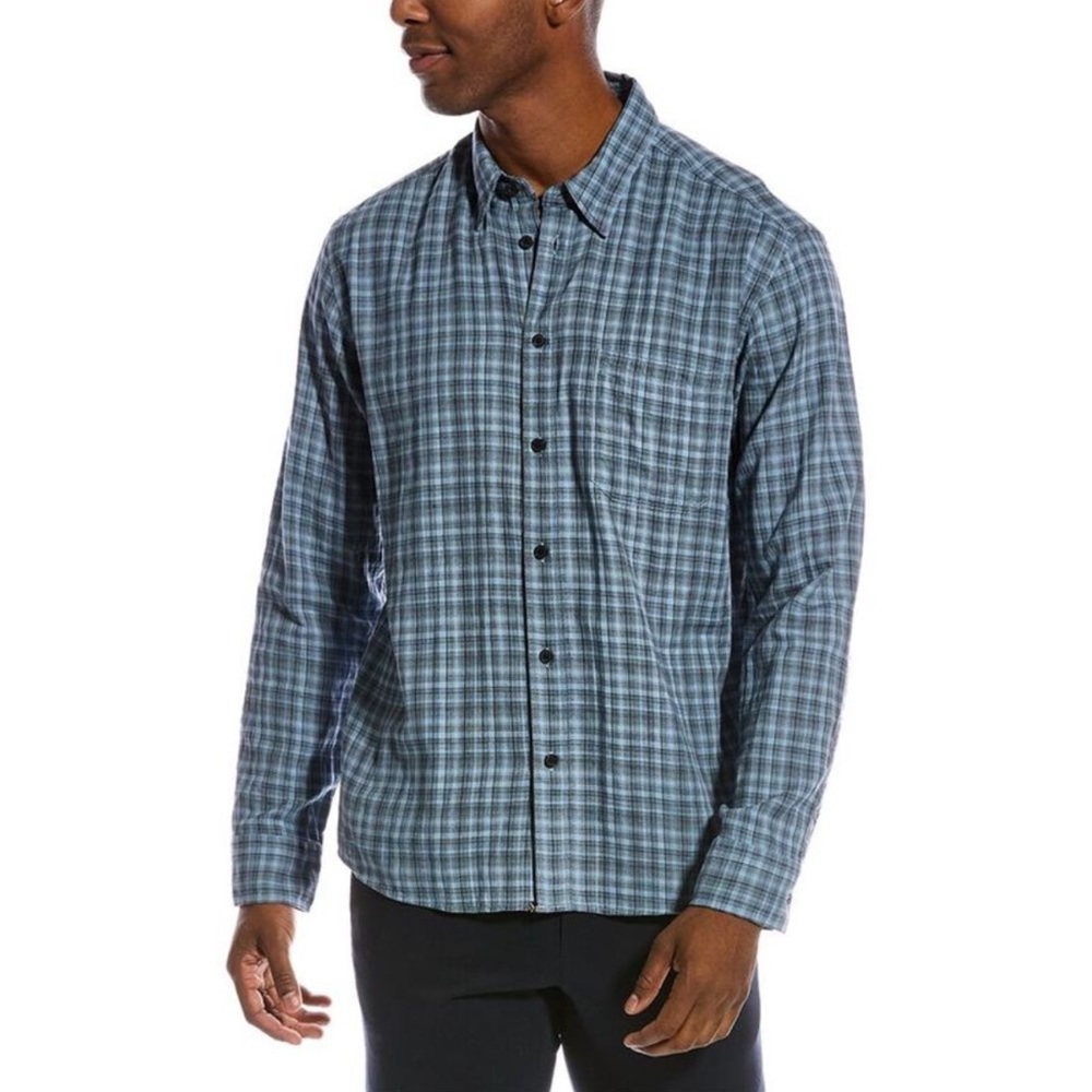 John Varvatos Dress Shirt Regular Fit Button Down Shirt NavyBlue SZ 17 (34/35)